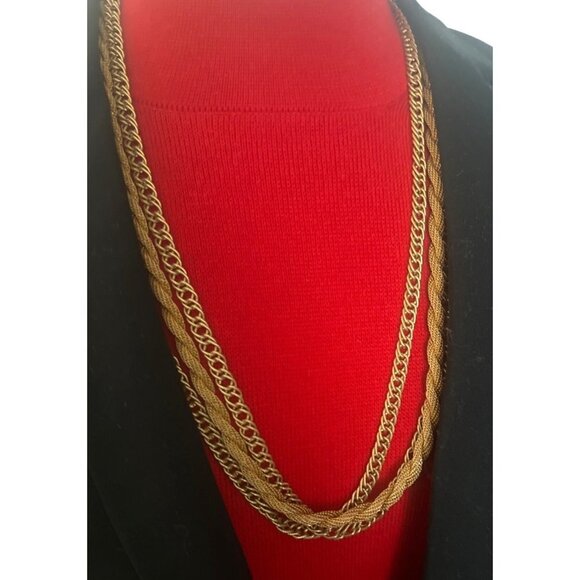 Vintage Tassel Necklace Yellow Gold Tone 18" with Enhancer and matching earrings - Picture 11 of 13